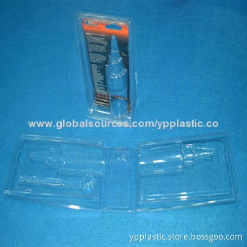 Three folded blister clamshell packaging for bottles